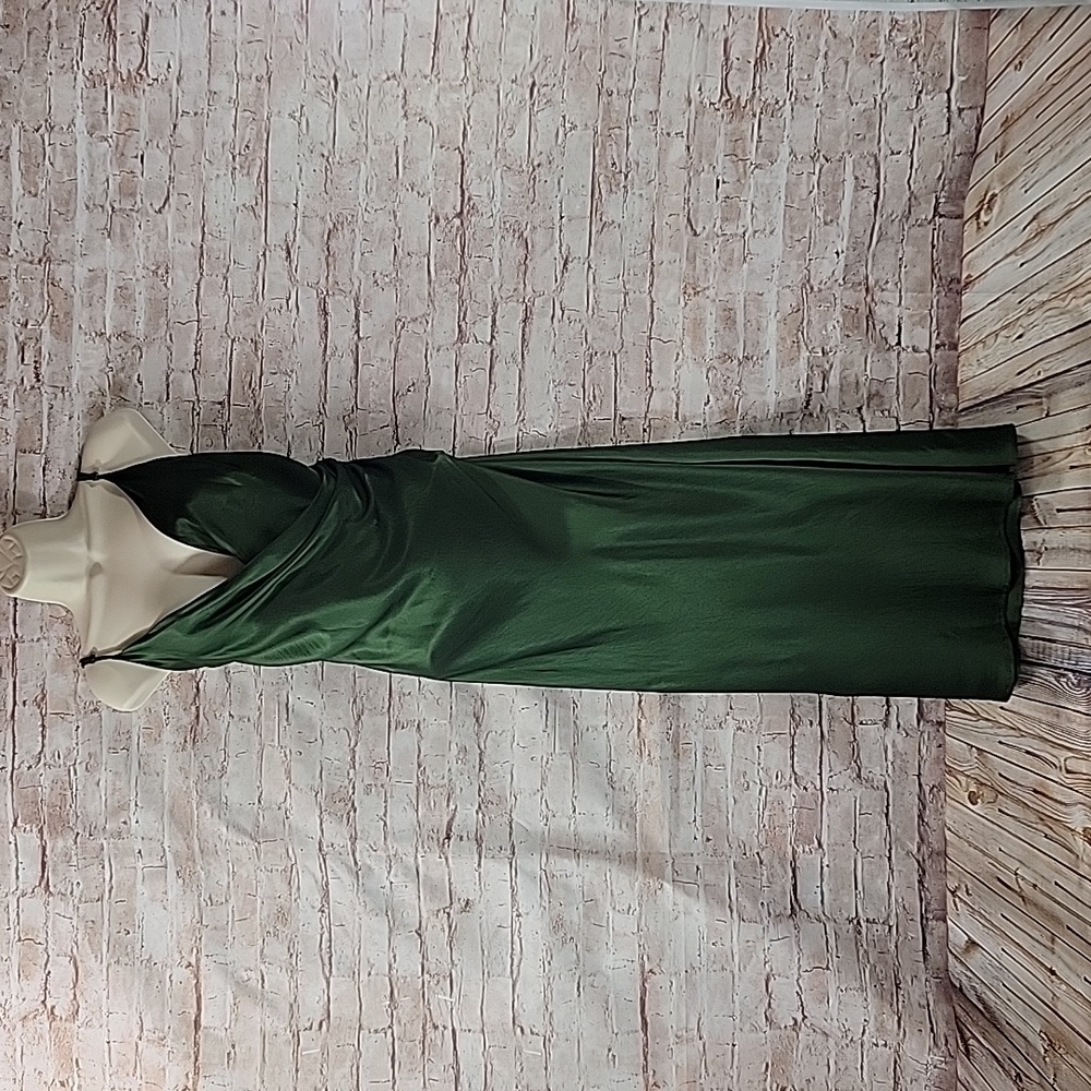 Zara Emerald Green Satin Dress Size XXL - Picture 4 of 13